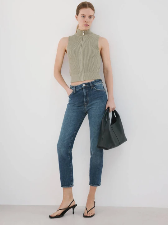 Zdjęcie produktu Dżinsy Claudia slim crop ciemnoniebieski - Kobieta - - MANGO