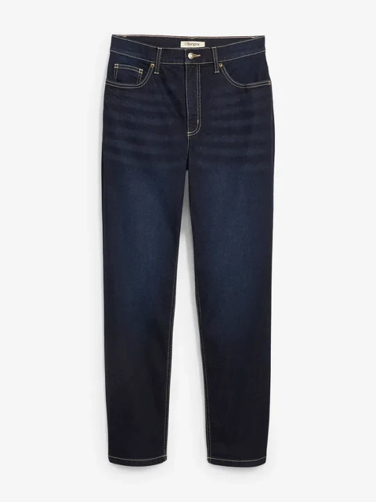 Zdjęcie produktu Dżinsy cropped, high waist, straight BonPrix niebieski