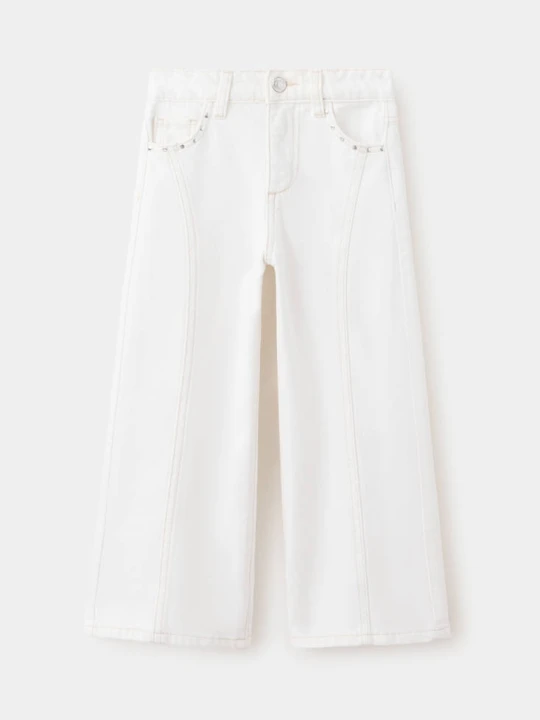 Zdjęcie produktu Dżinsy culotte z nitami złamana biel - Dzieci - MANGO KIDS