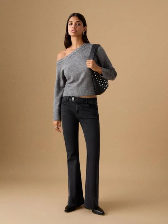 Zdjęcie produktu Dżinsy flare z guzikami black denim - Teen - MANGO TEEN