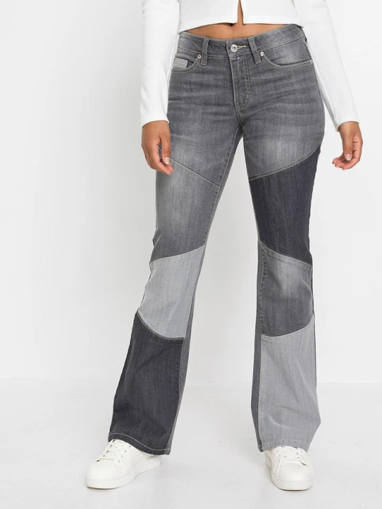 Zdjęcie produktu Dżinsy Flared mid waist BonPrix szary