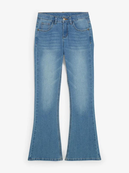Zdjęcie produktu Jeansy flared, mid waist BonPrix niebieski