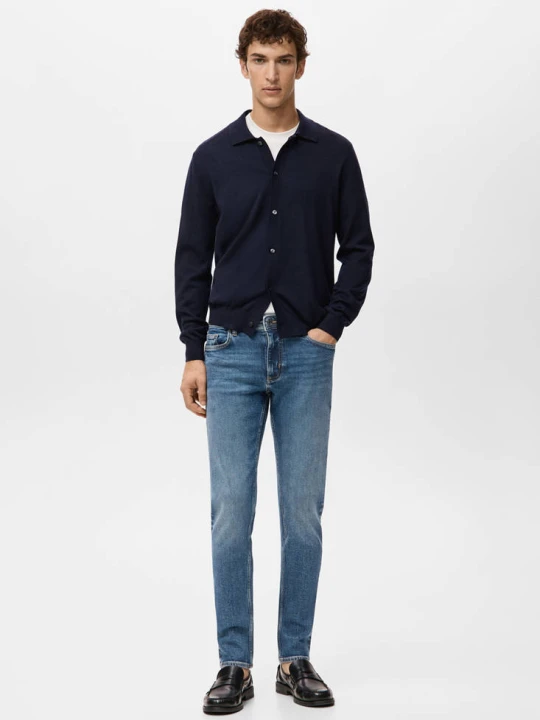 Zdjęcie produktu Dżinsy Jan slim fit w kolorze średnim niebieskim z efektem znoszenia średni niebieski - Mężczyzna - - MANGO MAN