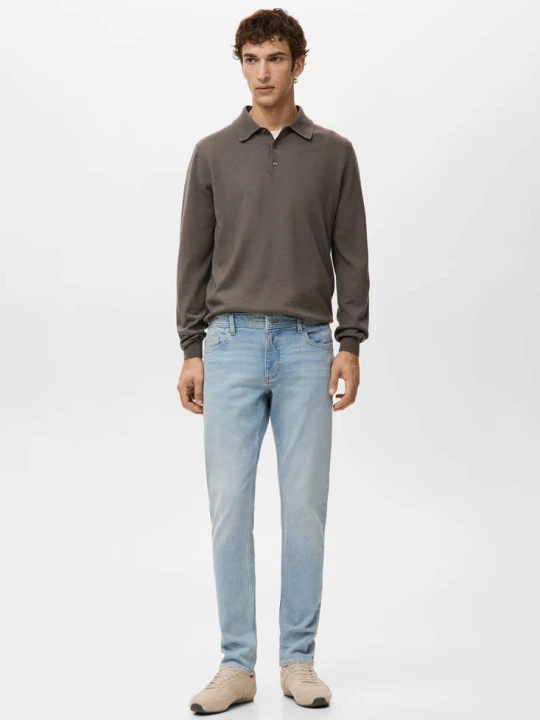 Zdjęcie produktu Dżinsy Jan slim fit z postrzępionym wykończeniem jasnoniebieski - Mężczyzna - - MANGO MAN