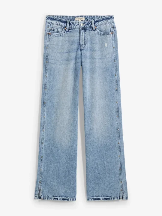 Zdjęcie produktu Dżinsy Loose Straight, mid waist, low stretch BonPrix niebieski