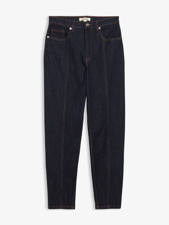 Zdjęcie produktu Dżinsy Mom, high waist, ze stretchem BonPrix niebieski