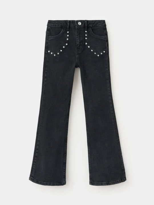 Zdjęcie produktu Dżinsy o kroju flare z dżetami black denim - Dzieci - MANGO KIDS