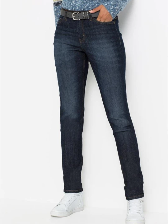 Zdjęcie produktu Jeansy o kroju mom, mid waist, z wygodnym stretchem BonPrix niebieski