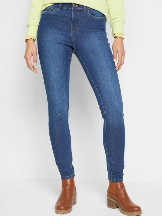 Zdjęcie produktu Dżinsy o kroju skinny, mid waist, ze stretchem BonPrix niebieski