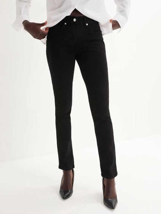 Zdjęcie produktu Dżinsy o kroju slim fit, mid waist, z dużą zawartością stretchu BonPrix czarny