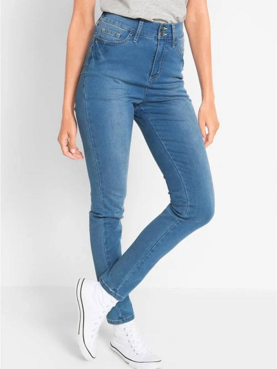 Zdjęcie produktu Dżinsy o kroju slim fit, z dużą zawartością stretchu, high waist BonPrix niebieski