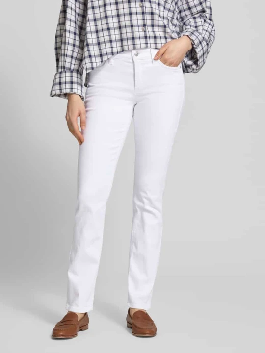 Zdjęcie produktu Dżinsy o kroju straight fit w 5-kieszeniowym fasonie model 'PIPER LONG' CAMBIO Biały