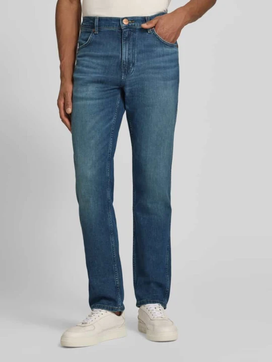 Zdjęcie produktu Dżinsy o kroju straight fit w fasonie 5-kieszeniowym model 'Greensboro' Wrangler Jeansowy niebieski