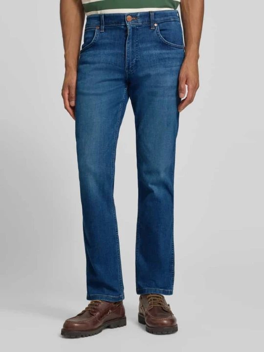 Zdjęcie produktu Dżinsy o kroju straight fit w fasonie 5-kieszeniowym model 'Greensboro' Wrangler Jeansowy niebieski
