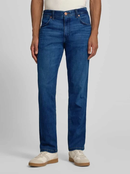 Zdjęcie produktu Dżinsy o kroju straight fit w fasonie 5-kieszeniowym model 'Greensboro' Wrangler Jeansowy niebieski