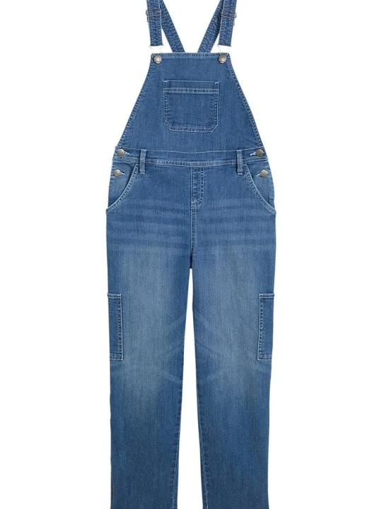 Zdjęcie produktu Dżinsy ogrodniczki wide leg BonPrix niebieski