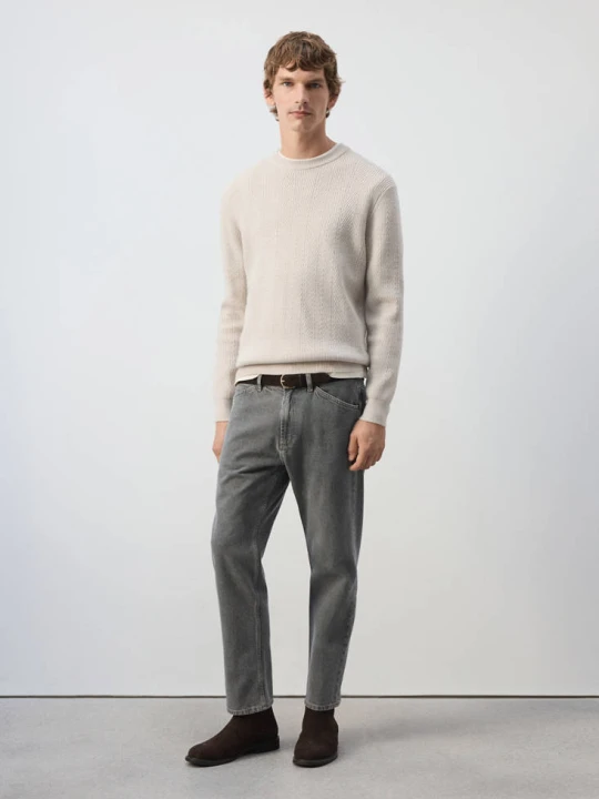 Zdjęcie produktu Dżinsy regular fit cropped szary denim - Mężczyzna - MANGO MAN