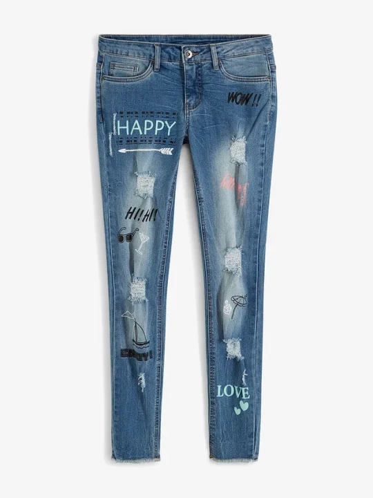 Zdjęcie produktu Dżinsy skinny, mid waist BonPrix niebieski