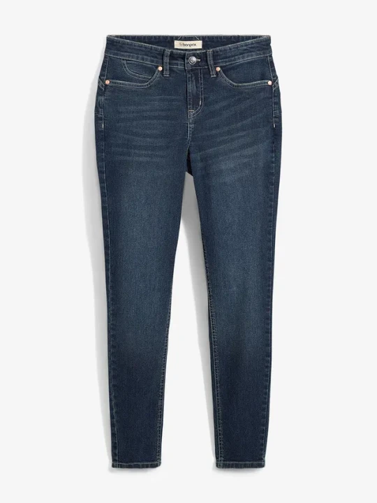 Zdjęcie produktu Jeansy skinny, mid waist, ze stretchem BonPrix niebieski