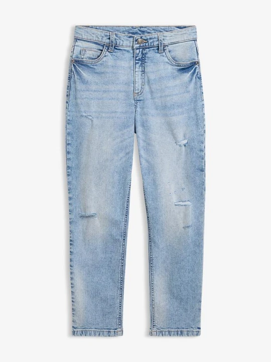 Zdjęcie produktu Dżinsy, straight, mid waist, cropped BonPrix niebieski