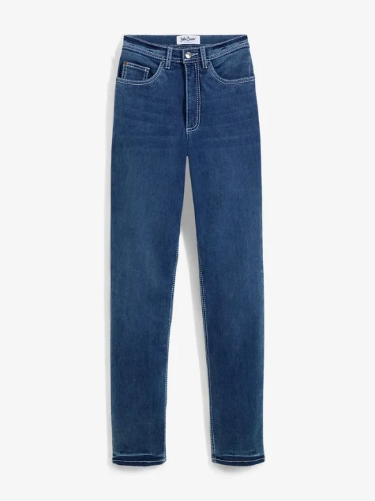 Zdjęcie produktu Dżinsy termiczne Straight, high waist BonPrix niebieski