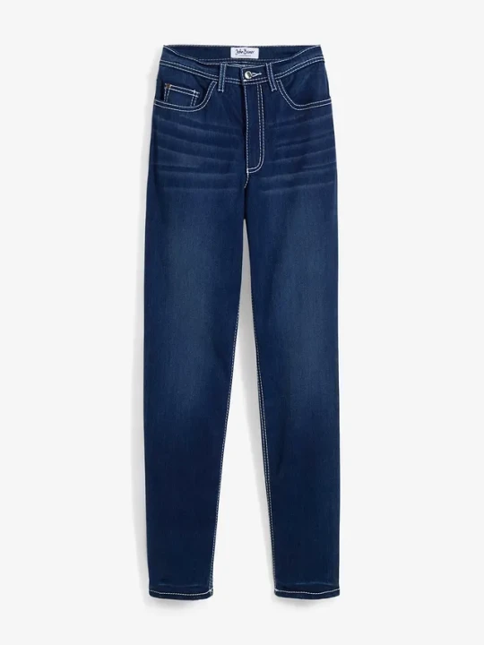 Zdjęcie produktu Dżinsy termiczne Straight, high waist BonPrix niebieski