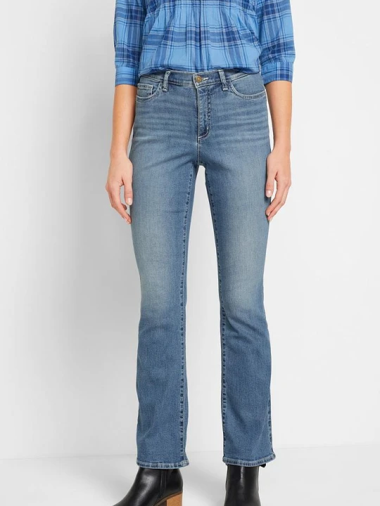Zdjęcie produktu Dżinsy w fasonie bootcut, mid waist, z bawełny organicznej BonPrix niebieski