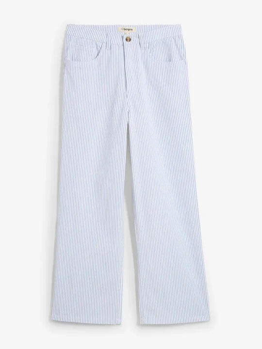 Zdjęcie produktu Dżinsy Wide Leg, high waist, cropped BonPrix biały