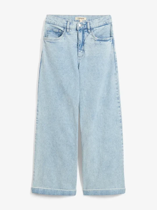 Zdjęcie produktu Dżinsy Wide Leg, high waist, cropped BonPrix niebieski