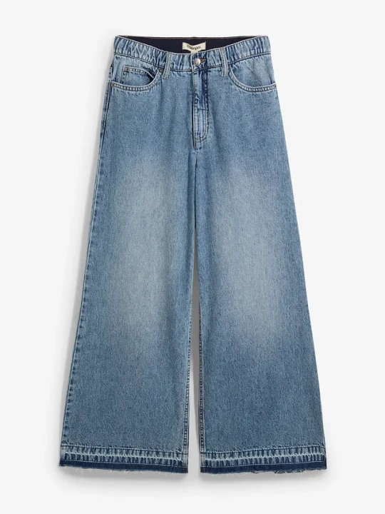 Zdjęcie produktu Dżinsy Wide Leg, high waist, cropped BonPrix niebieski