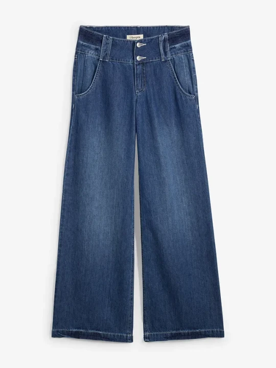 Zdjęcie produktu Dżinsy Wide Leg, high waist, super soft BonPrix niebieski