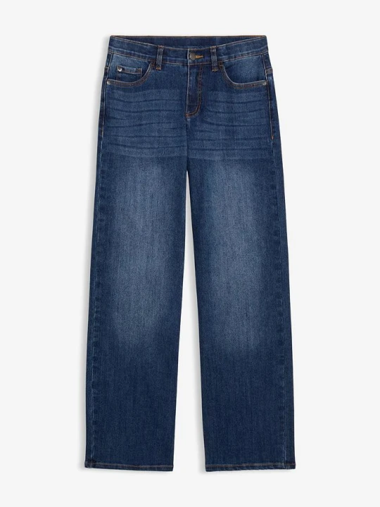 Zdjęcie produktu Jeansy wide leg, średni stan BonPrix niebieski