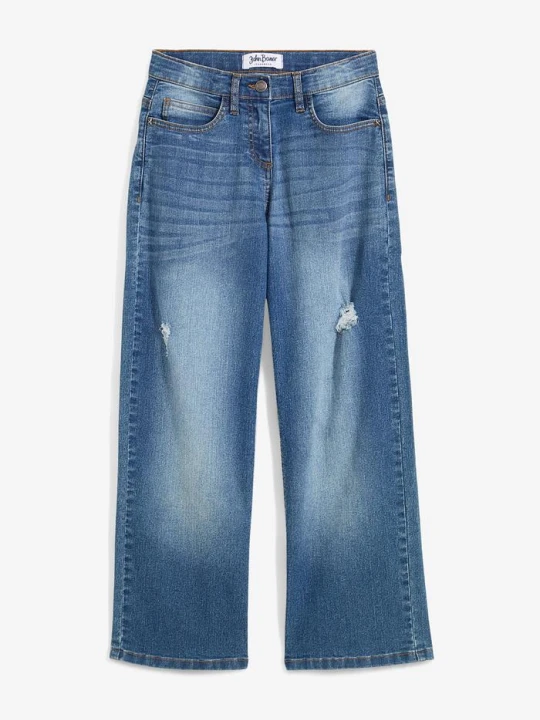 Zdjęcie produktu Dżinsy wide leg, mid waist BonPrix niebieski