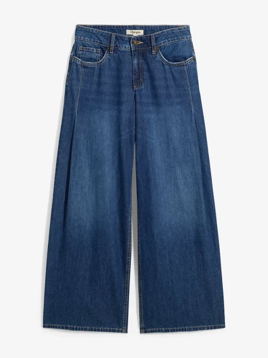 Zdjęcie produktu Dżinsy wide leg, mid waist BonPrix niebieski