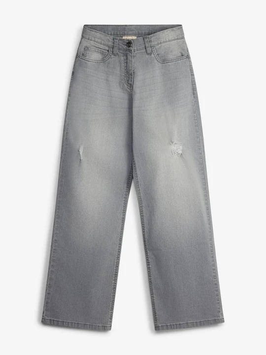 Zdjęcie produktu Dżinsy wide leg, mid waist BonPrix szary