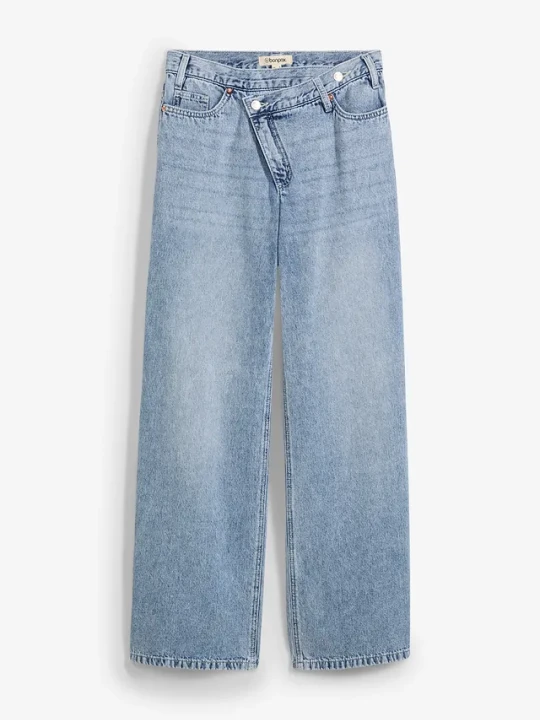 Zdjęcie produktu Dżinsy Wide Leg, mid waist, low stretch BonPrix niebieski