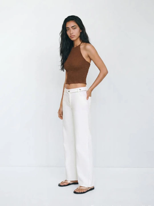 Zdjęcie produktu Proste jeansy z paskiem biały - Teen - MANGO TEEN