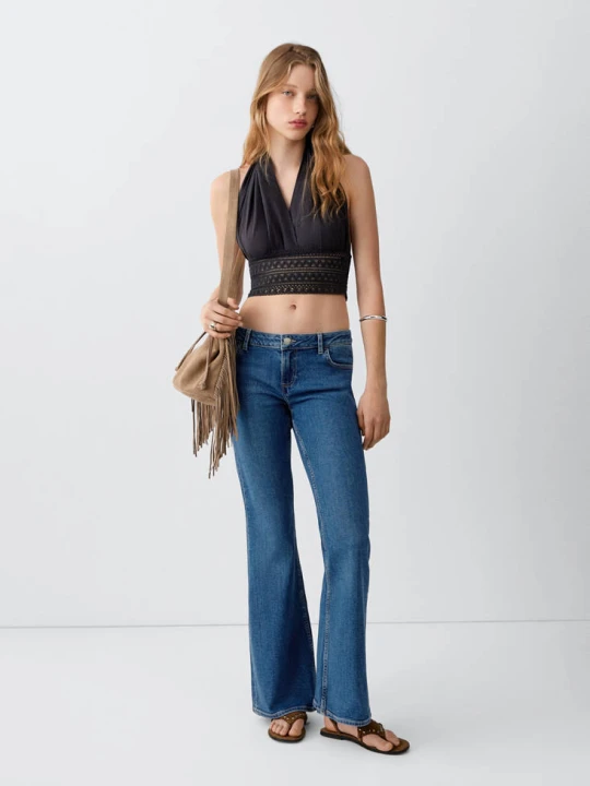 Zdjęcie produktu Dżinsy z niskim stanem flare ciemnoniebieski - Teen - - MANGO TEEN