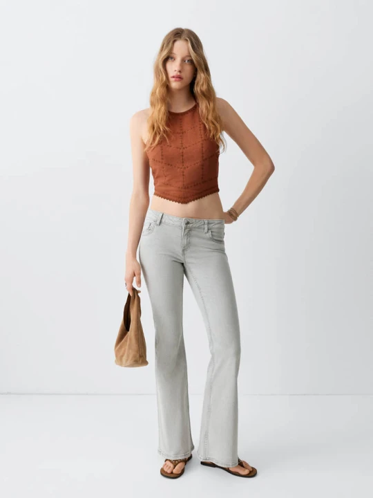 Zdjęcie produktu Dżinsy z niskim stanem flare szary denim - Teen - - MANGO TEEN