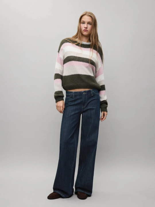 Zdjęcie produktu Dżinsy z niskim stanem wideleg ciemnoniebieski - Teen - MANGO TEEN