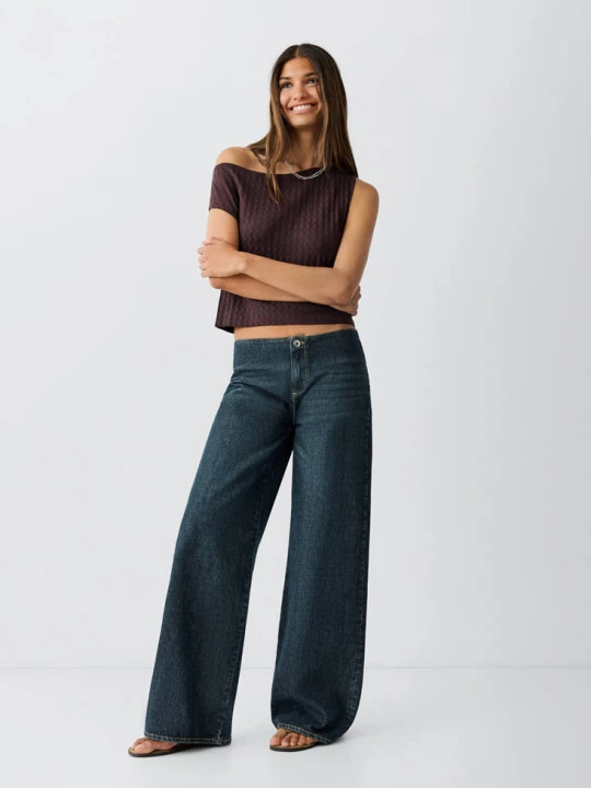 Zdjęcie produktu Dżinsy z niskim stanem wideleg średni niebieski vintage - Teen - - MANGO TEEN