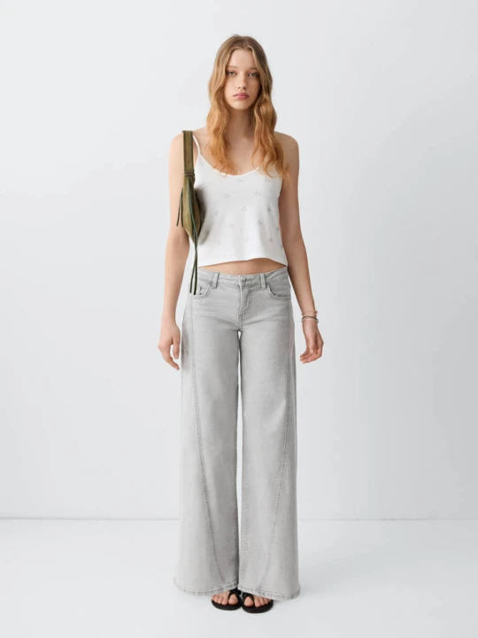 Zdjęcie produktu Dżinsy z niskim stanem wideleg szary denim - Teen - - MANGO TEEN