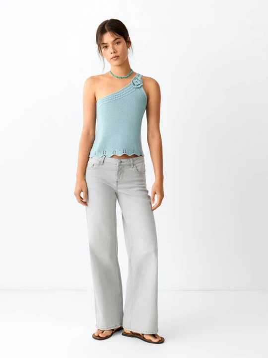 Zdjęcie produktu Dżinsy z niskim stanem wideleg szary denim - Teen - MANGO TEEN