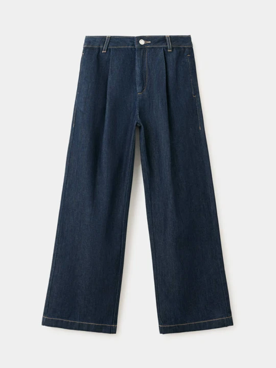 Zdjęcie produktu Jeansy wide leg z zakładkami niebieski - Dzieci - lata - MANGO KIDS