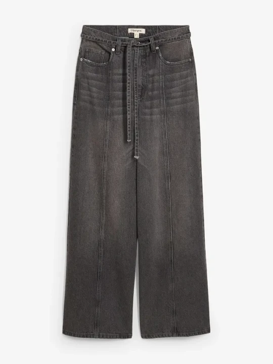 Zdjęcie produktu Dżinsy z szerokimi nogawkami, high waist BonPrix szary