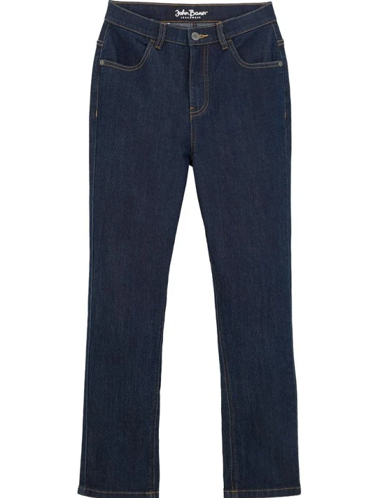 Zdjęcie produktu Dżinsy ze stretchem i regulowanym paskiem, straight, slim fit BonPrix niebieski
