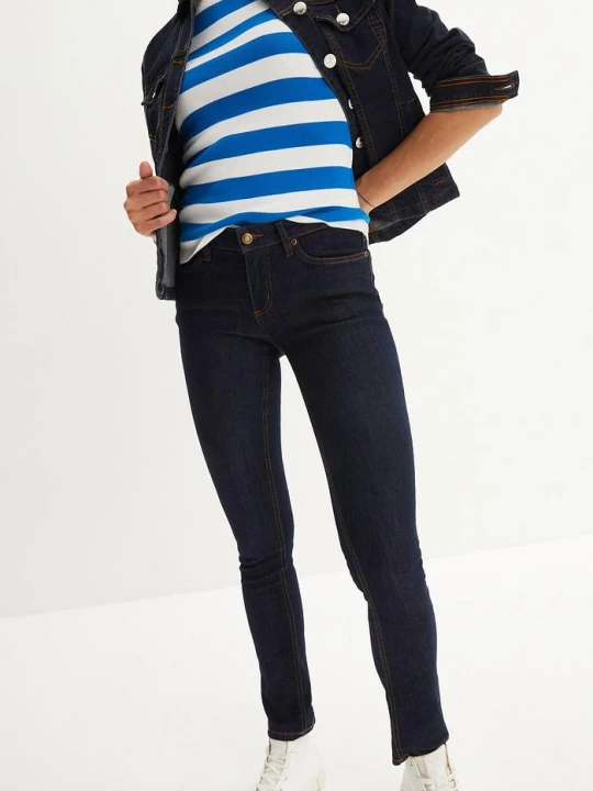 Zdjęcie produktu Jeansy ze stretchem skinny, mid waist BonPrix niebieski