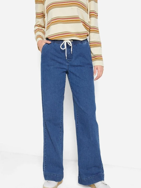 Zdjęcie produktu Dżinsy ze stretchem wide leg, mid waist BonPrix niebieski