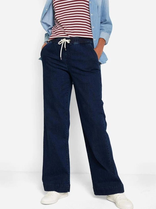 Zdjęcie produktu Dżinsy ze stretchem wide leg, mid waist BonPrix niebieski