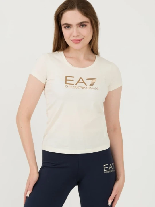 Zdjęcie produktu EA7 Beżowy damski t-shirt, Rozmiar S Różowy